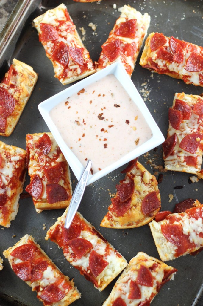 Pepperoni Pizza with Hot Ranch Dipping Sauce