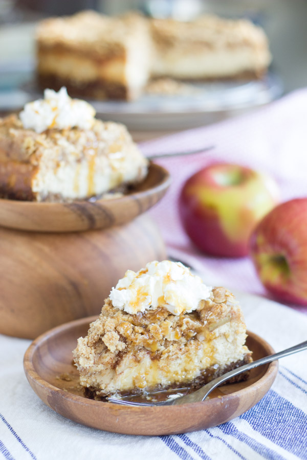 Simply Amazing Caramel Apple Crisp Cheesecake - The Gold Lining Girl