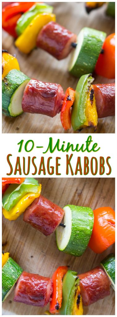 10 Minute Sausage Kabobs recipe image thegoldlininggirl.com pin 2