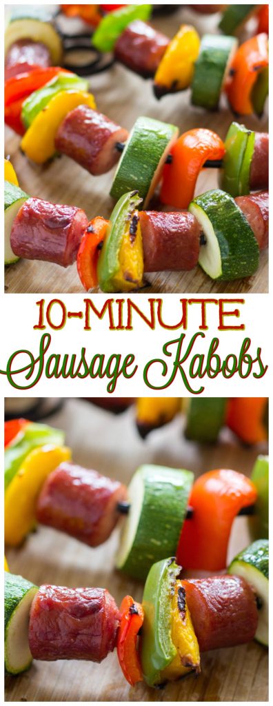 10-Minute Sausage Kabobs recipe image thegoldlininggirl.com pin 3