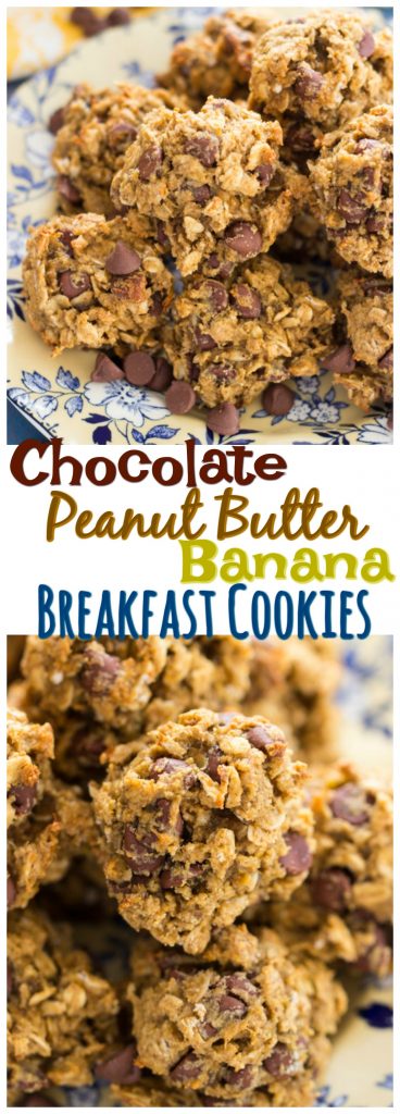 Chocolate Peanut Butter Banana Breakfast Cookies recipe image thegoldlininggirl.com pin 2