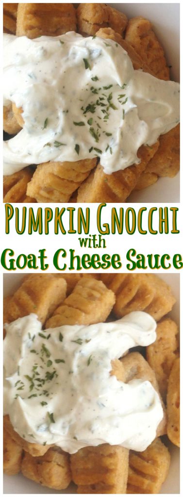 Easy Homemade Pumpkin Gnocchia with Goat Cheese Sauce recipe image thegoldlininggirl.com pin