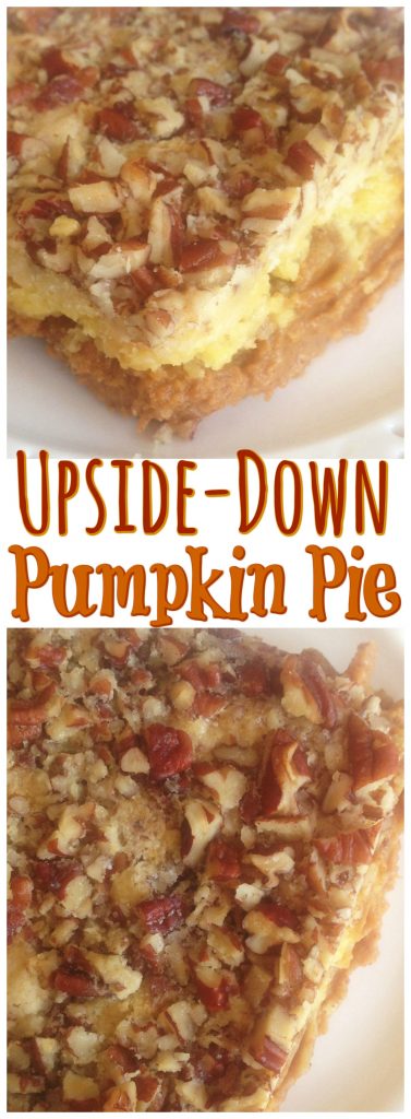 Upside Down Pumpkin Cake recipe image thegoldlininggirl.com pin