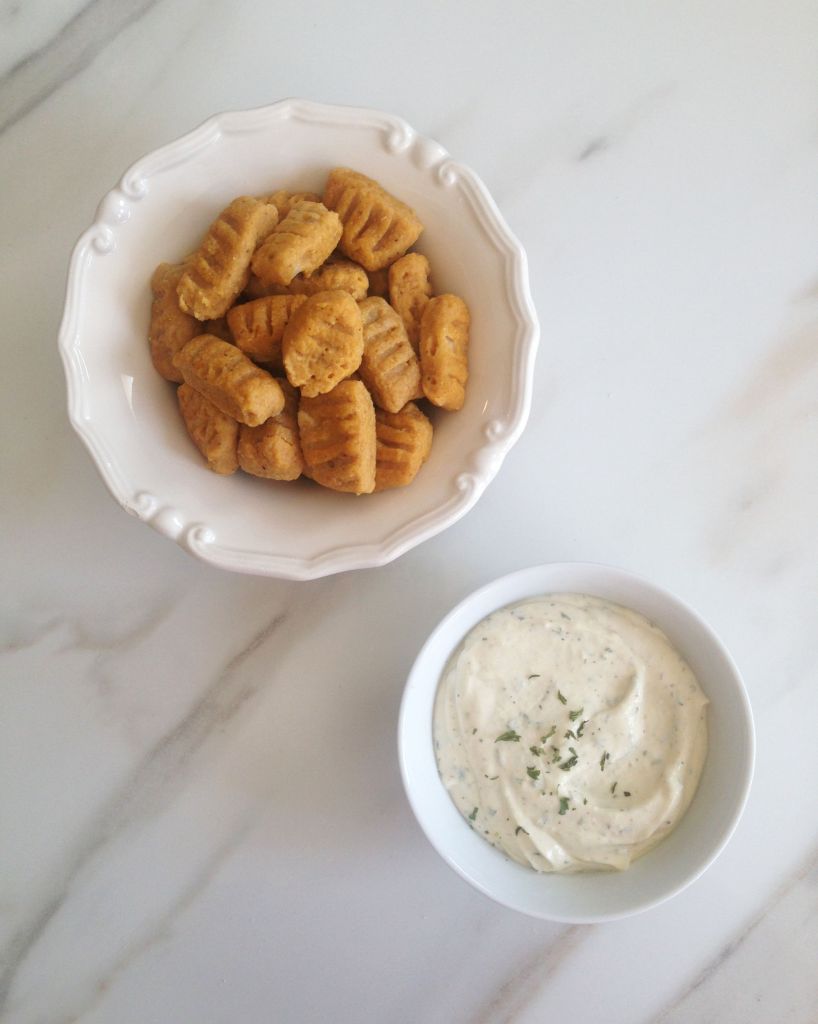 pumpkin parmesan gnocchi & goat cheese garlic sauce 11