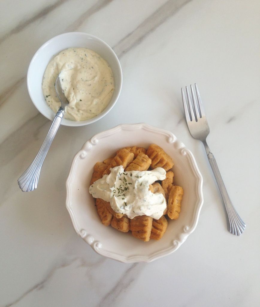 pumpkin parmesan gnocchi & goat cheese garlic sauce 12