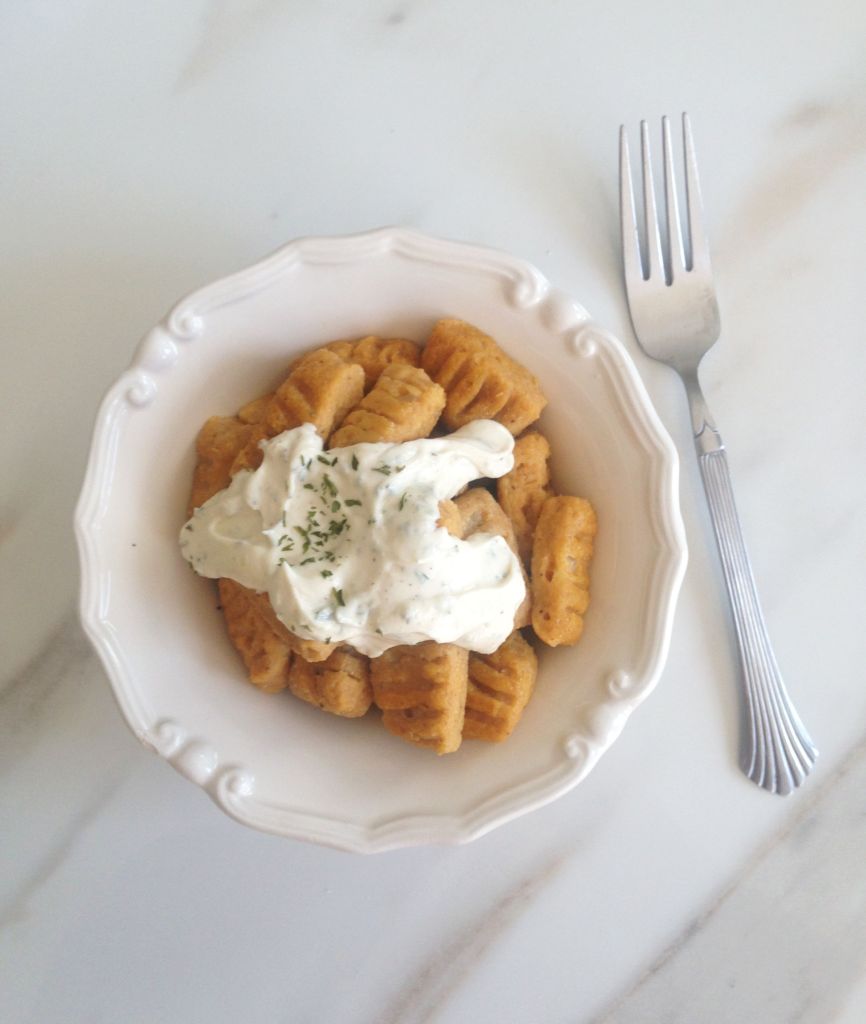 pumpkin parmesan gnocchi & goat cheese garlic sauce 13