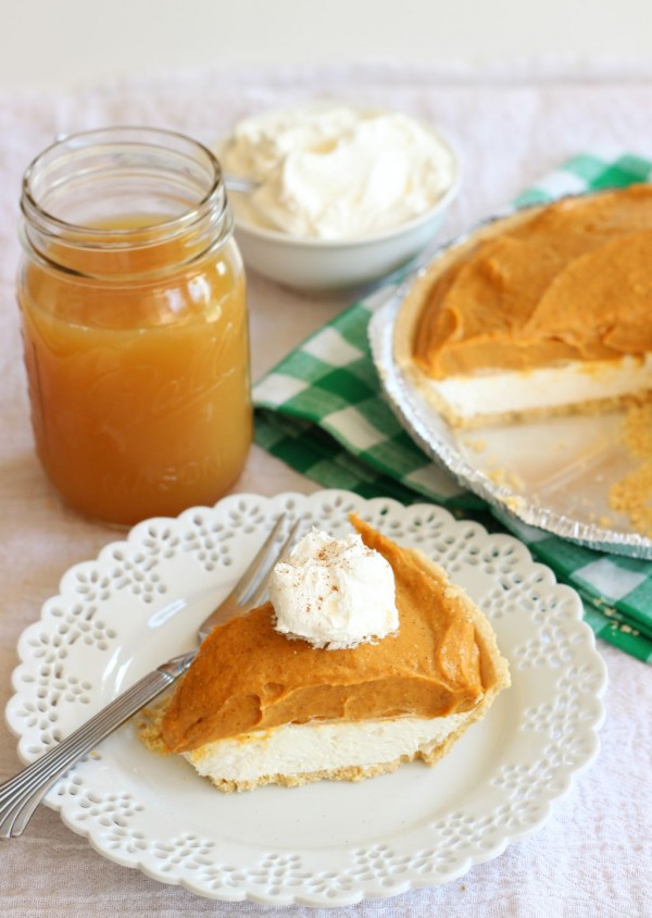 Double Layer No Bake Pumpkin Cheesecake - The Gold Lining Girl