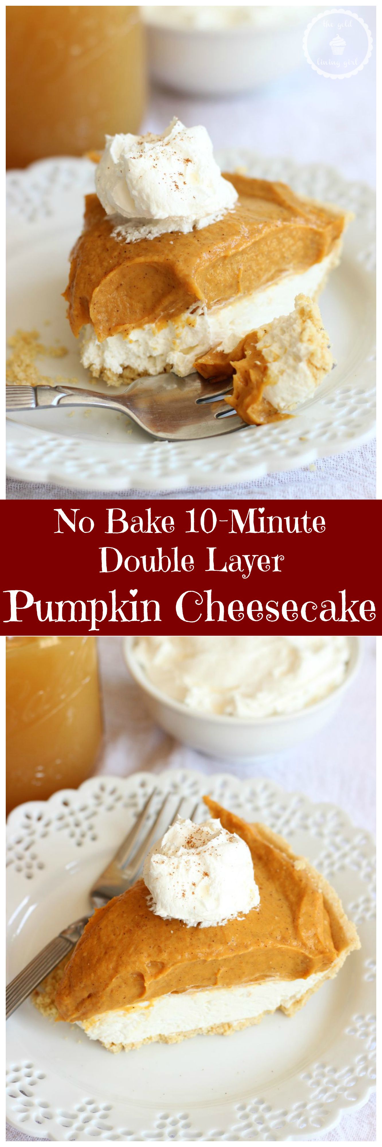 Double Layer No Bake Pumpkin Cheesecake