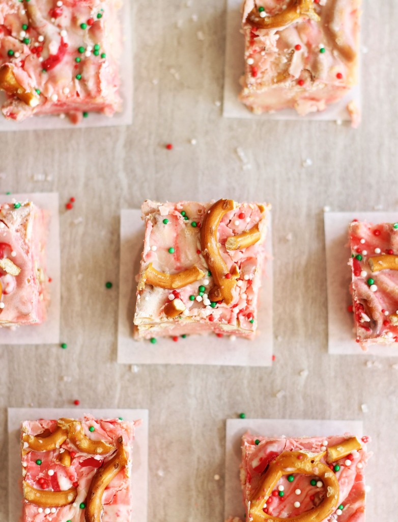 white chocolate peppermint pretzel fudge 3