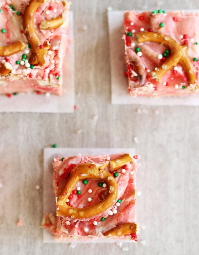 white chocolate peppermint pretzel fudge 4