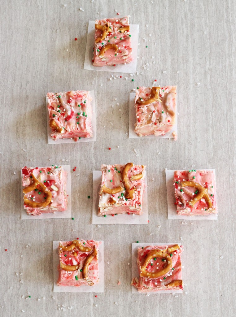 white chocolate peppermint pretzel fudge 5