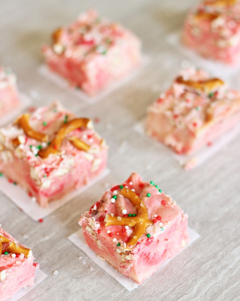 white chocolate peppermint pretzel fudge 9