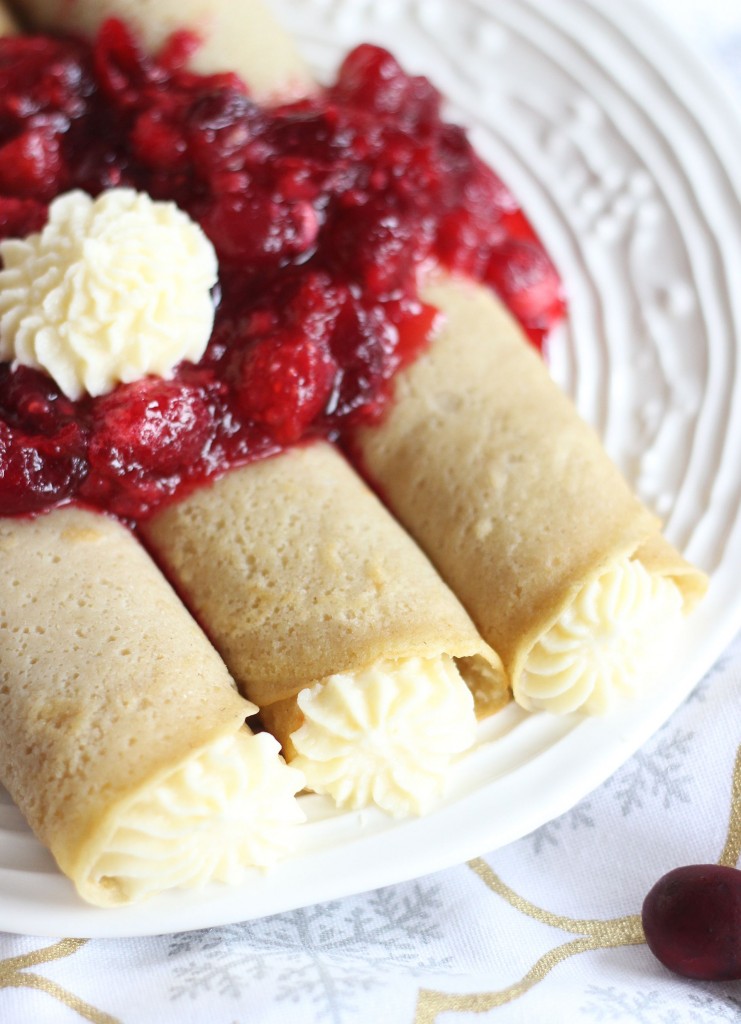 amaretto mascarpone cheese crepes with cranberry raspberry sauce 16