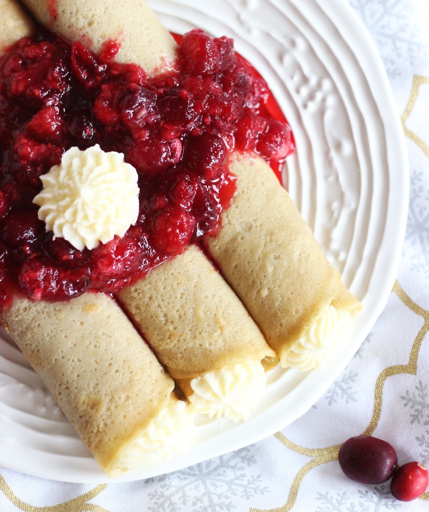 amaretto mascarpone cheese crepes with cranberry raspberry sauce 8