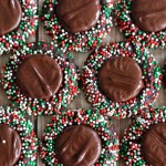 Dark Chocolate Peppermint Patty Thumbprints. With Sprinkles!