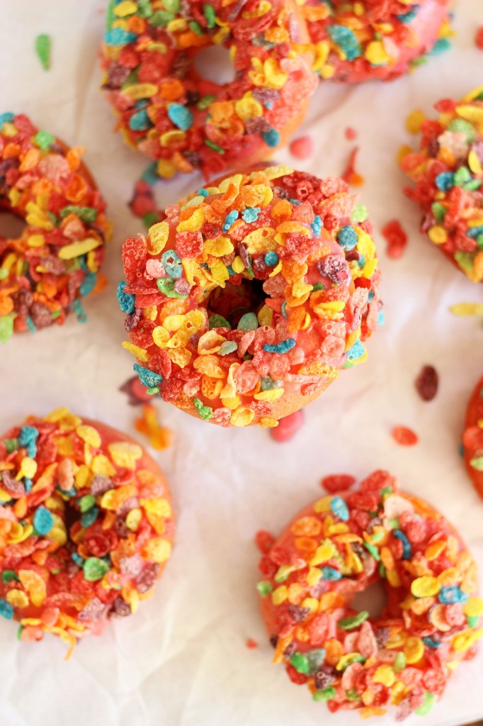 cherry donuts with cherry glaze and fruit pebble topping 19