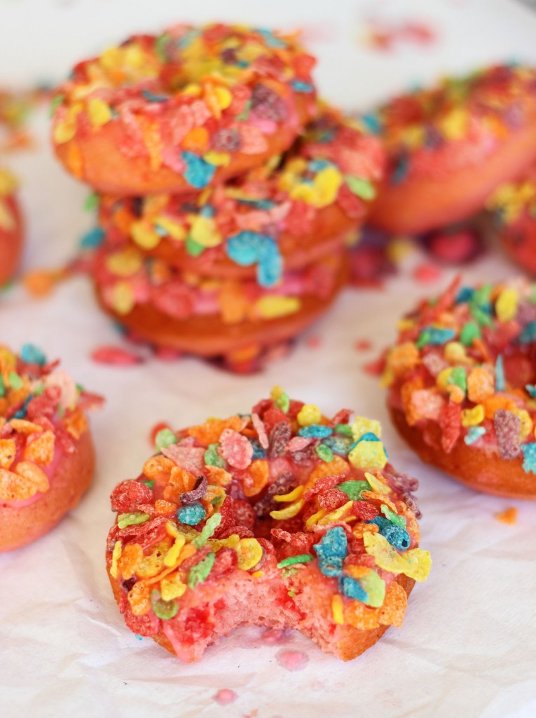 cherry donuts with cherry glaze and fruit pebble topping 24