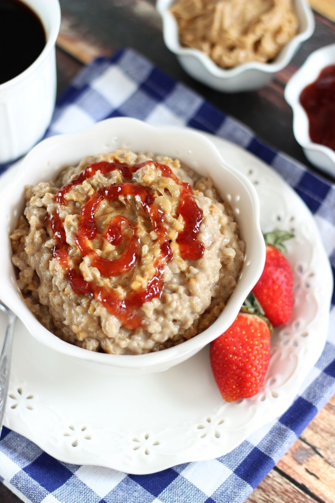 Peanut Butter and Jelly Slow Cooker Steel Cut Oats