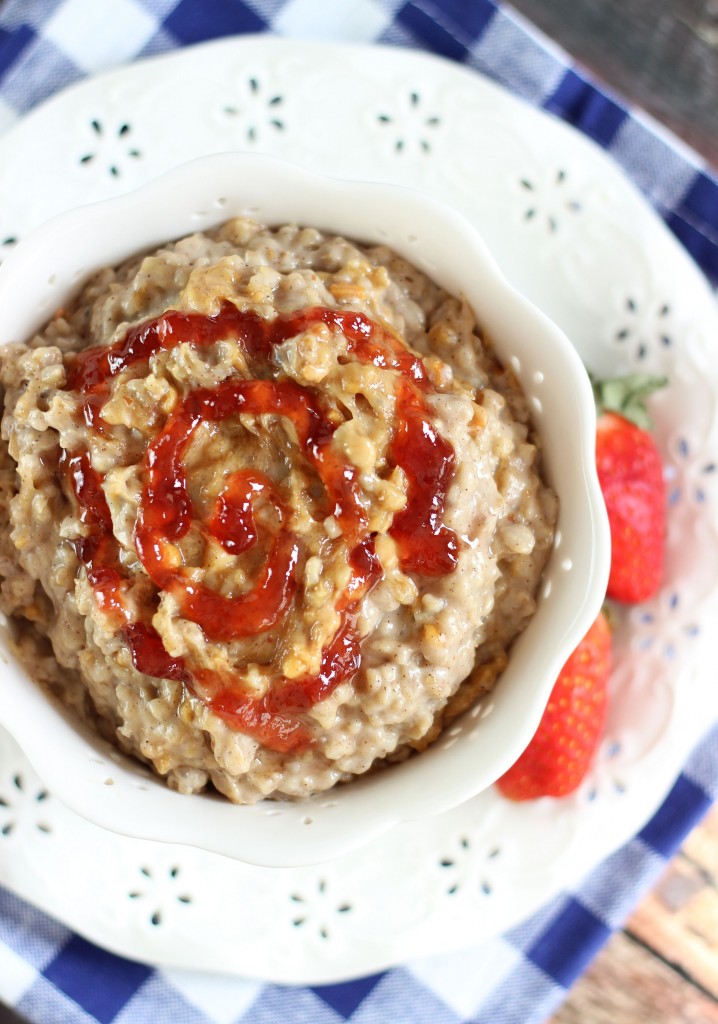 Peanut Butter and Jelly Slow Cooker Steel Cut Oats