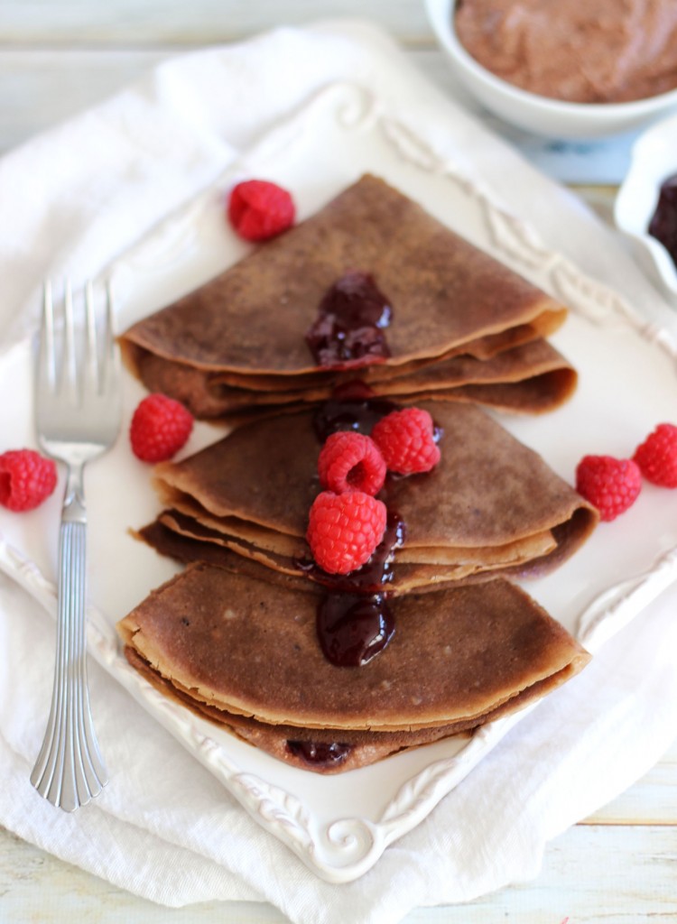 Chocolate Hazelnut Crepes with Nutella Cheesecake Raspberry Jam 1