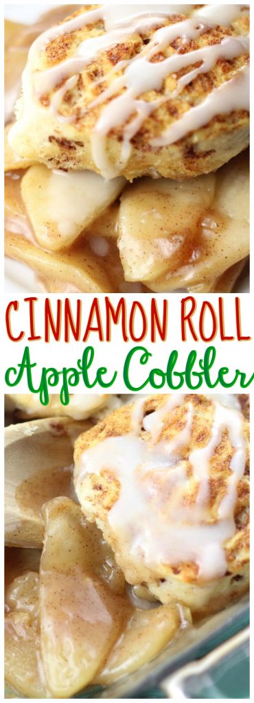 Cinnamon Roll Apple Cobbler recipe image thegoldlininggirl.com pin 1