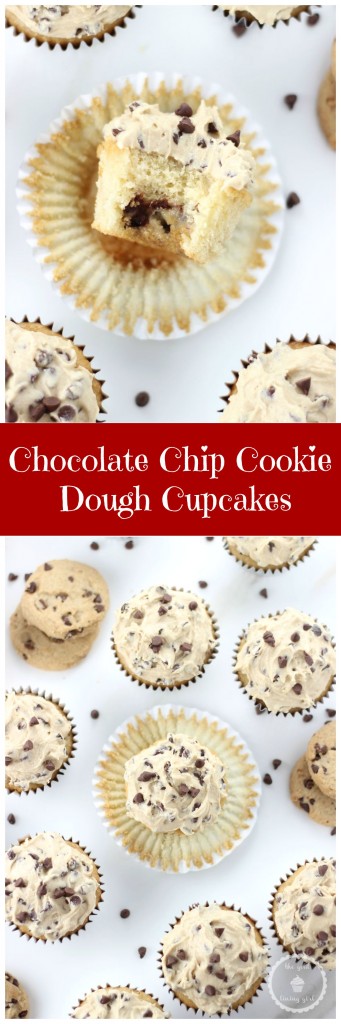 chocolate chip cookie dough cupcakes pin