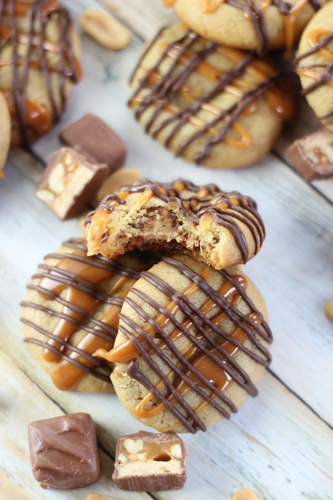 snickers stuffed peanut butter cookies 14