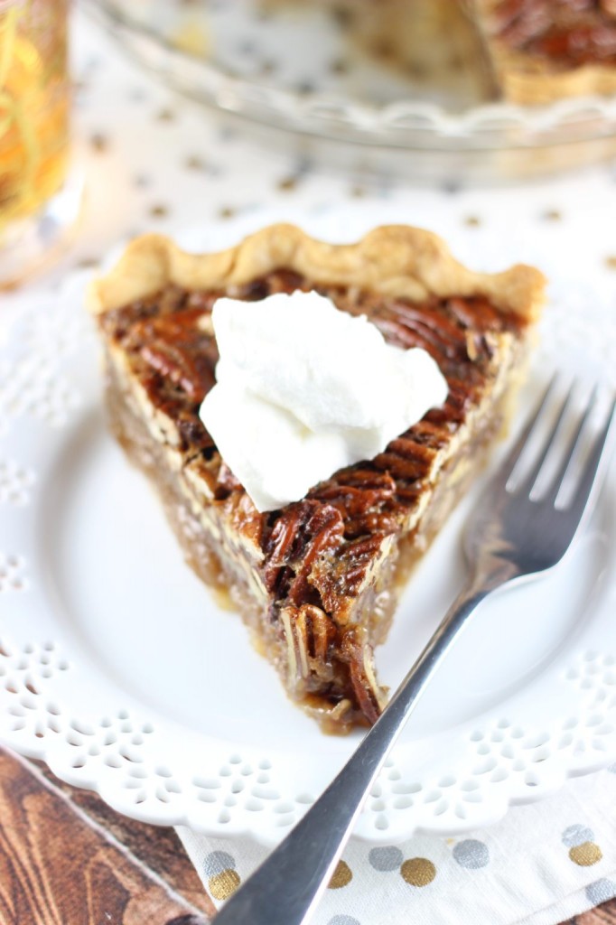 brown butter bourbon pecan pie with bourbon whipped cream 23