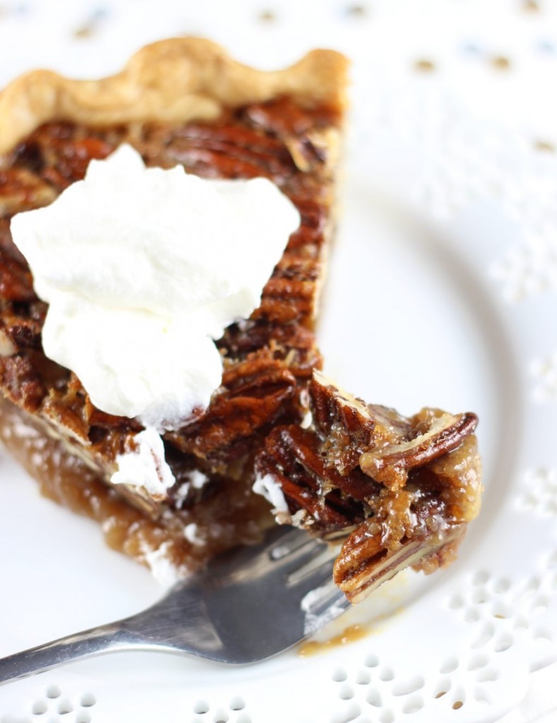 brown butter bourbon pecan pie with bourbon whipped cream 32