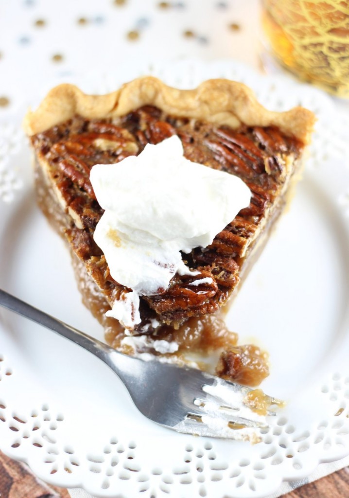 brown butter bourbon pecan pie with bourbon whipped cream 38