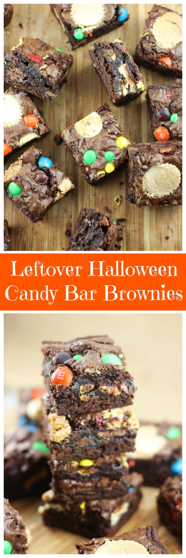 Leftover Halloween Candy Bar Brownies - The Gold Lining girl