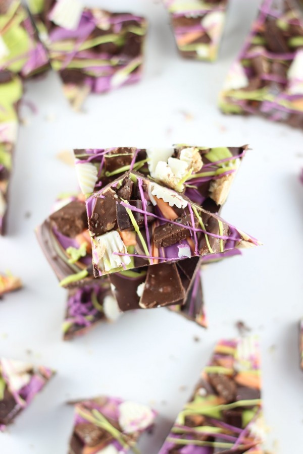 Leftover Halloween Candy Chocolate Bark