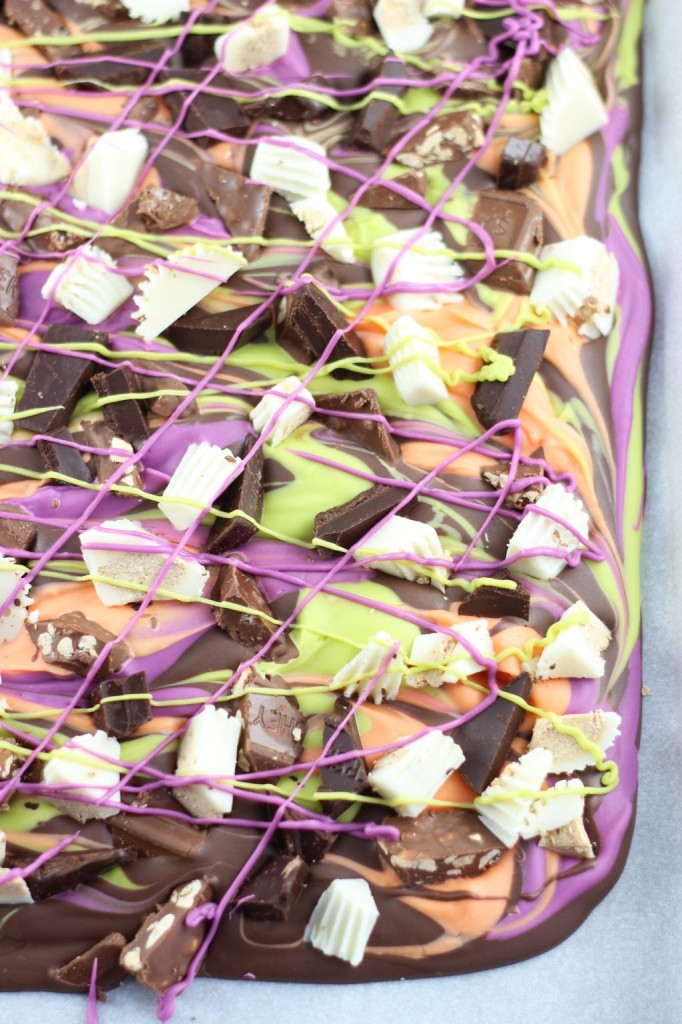 Leftover Halloween Candy Chocolate Bark