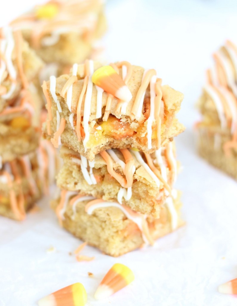 white chocolate candy corn blondies 16