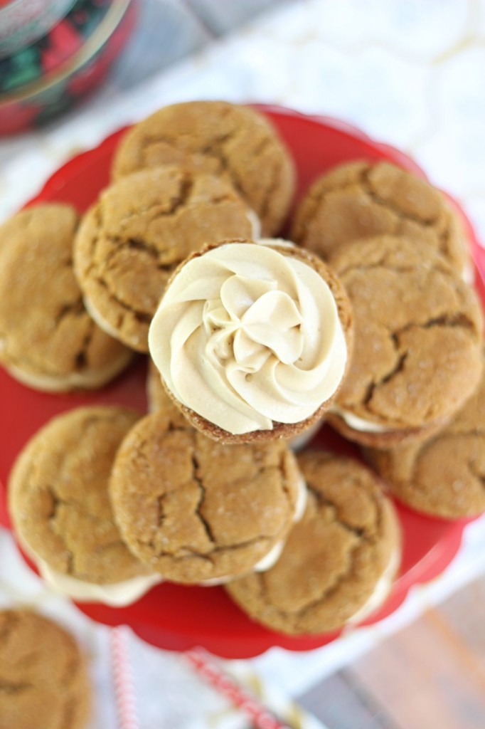 ginger cookie sandwiches with caramel buttercream 16