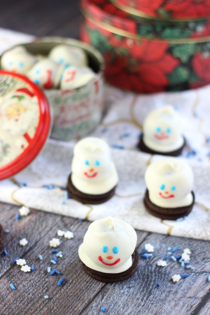 melting snowmen oreo cookie balls 5