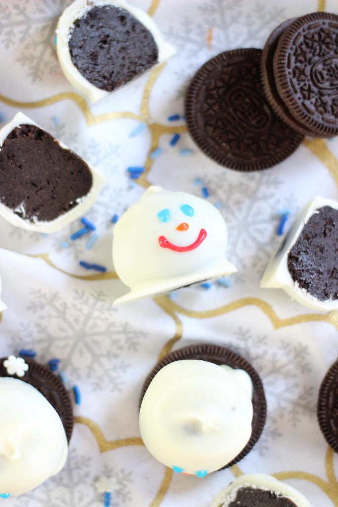 melting snowmen oreo cookie balls 8