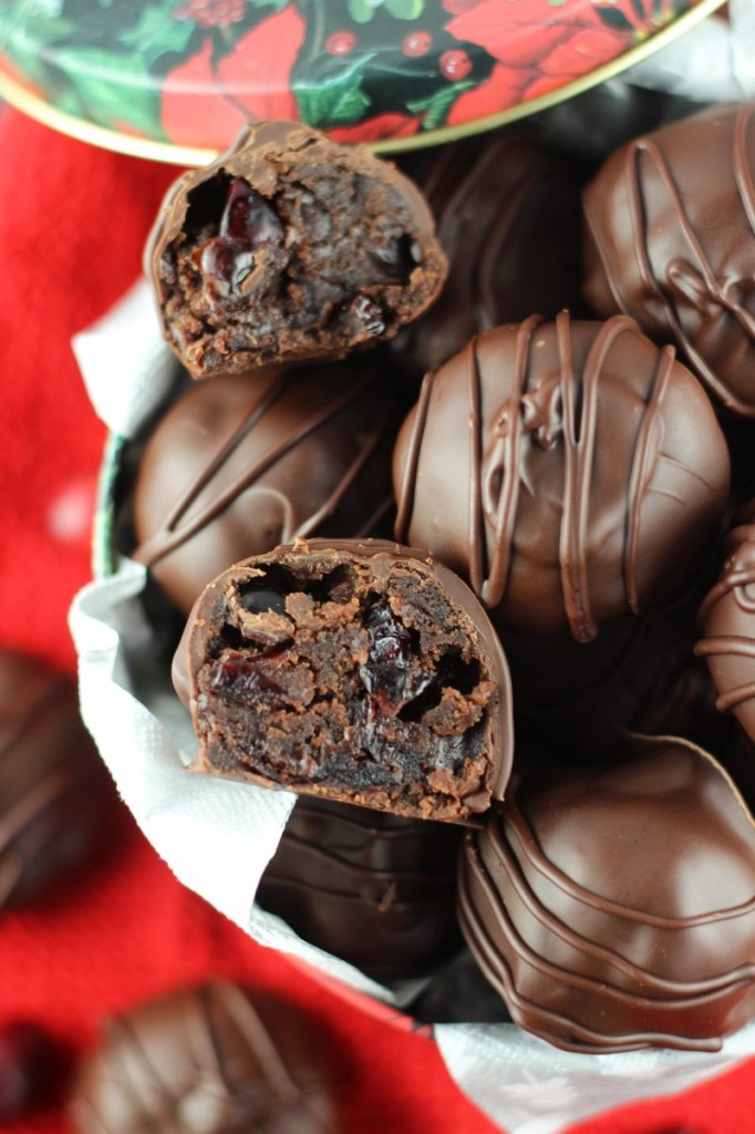 brandied cranberry brownie truffles 4