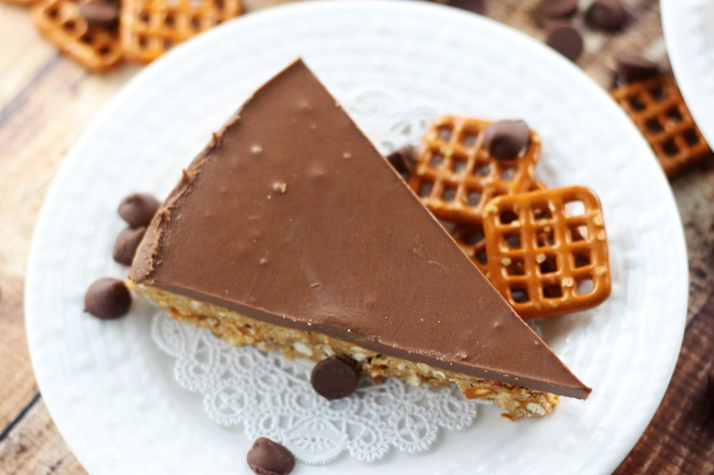 no bake chocolate peanut butter pretzel squares 1