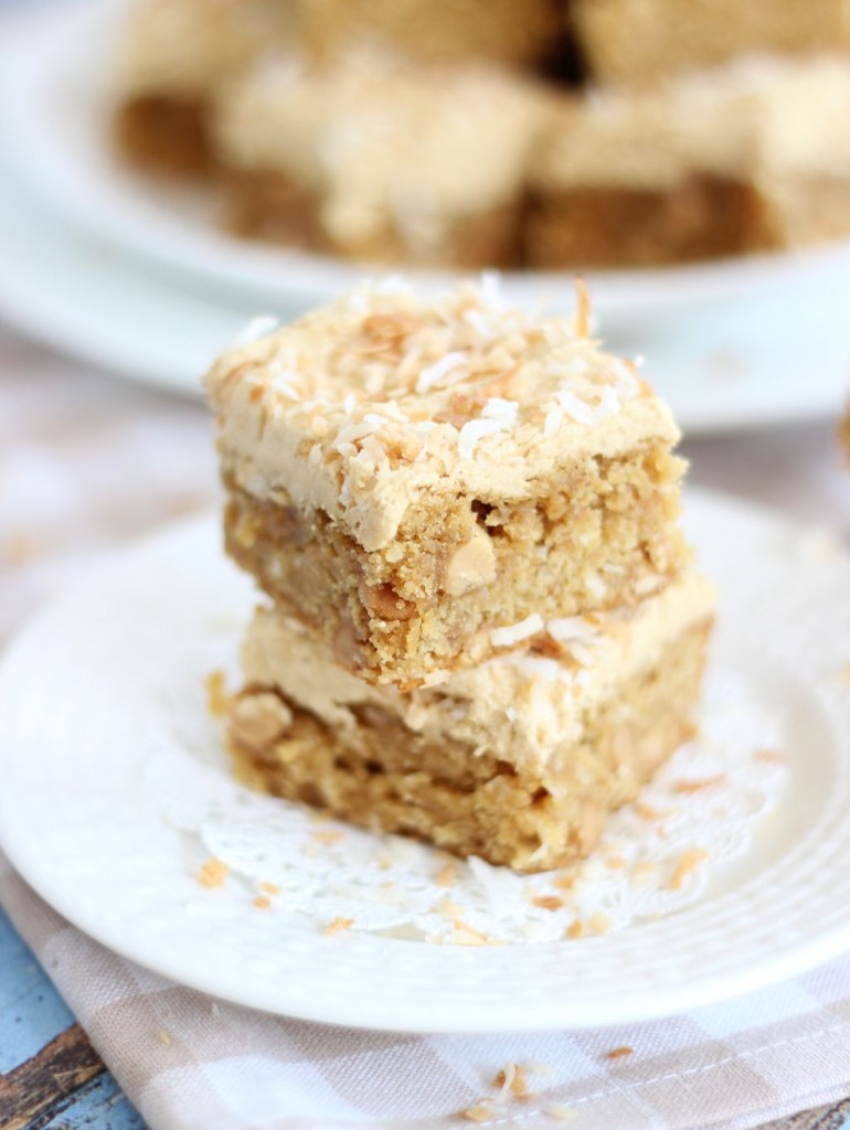 peanut butter coconut blondies 11