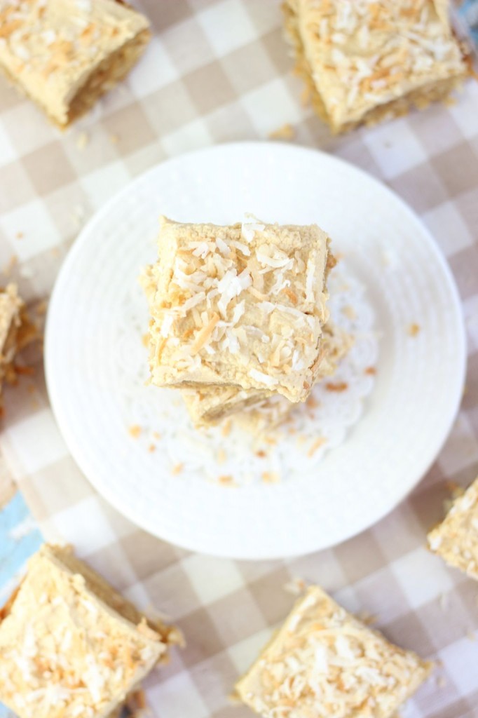 peanut butter coconut blondies 16