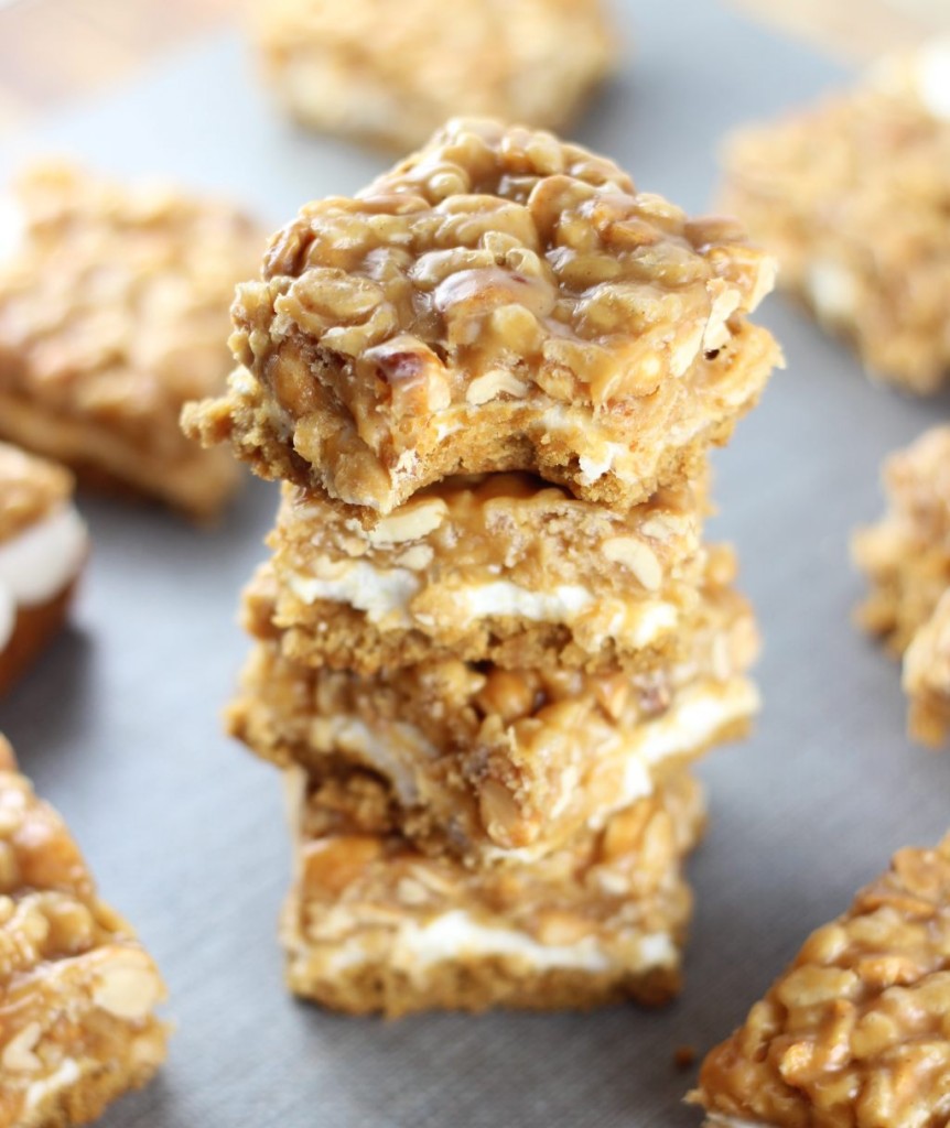 peanut butter cookie rice krispie bars 9