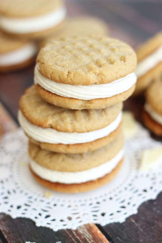 peanut butter sandwich cookies with white chocolate buttercream 11