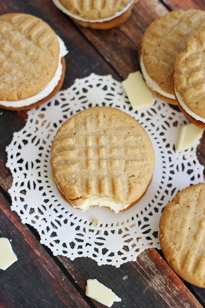 peanut butter sandwich cookies with white chocolate buttercream 2