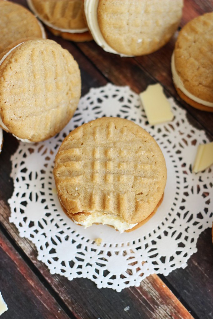 peanut butter sandwich cookies with white chocolate buttercream 6