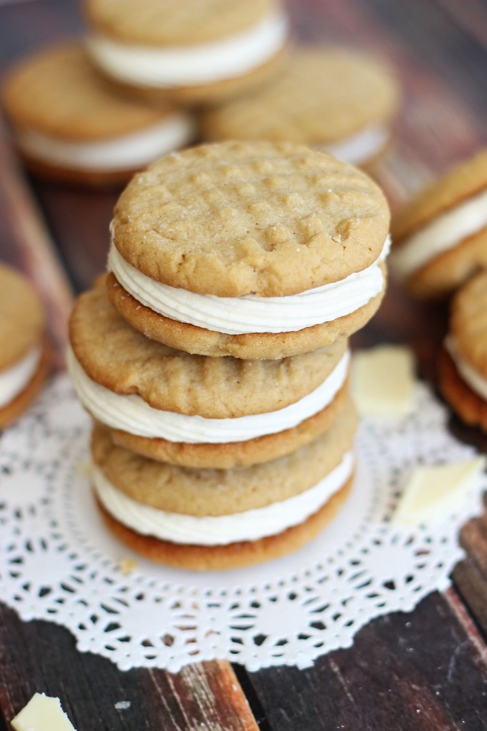 peanut butter sandwich cookies with white chocolate buttercream 9