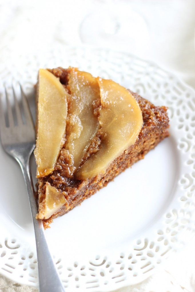 upside down pear gingerbread cake 10