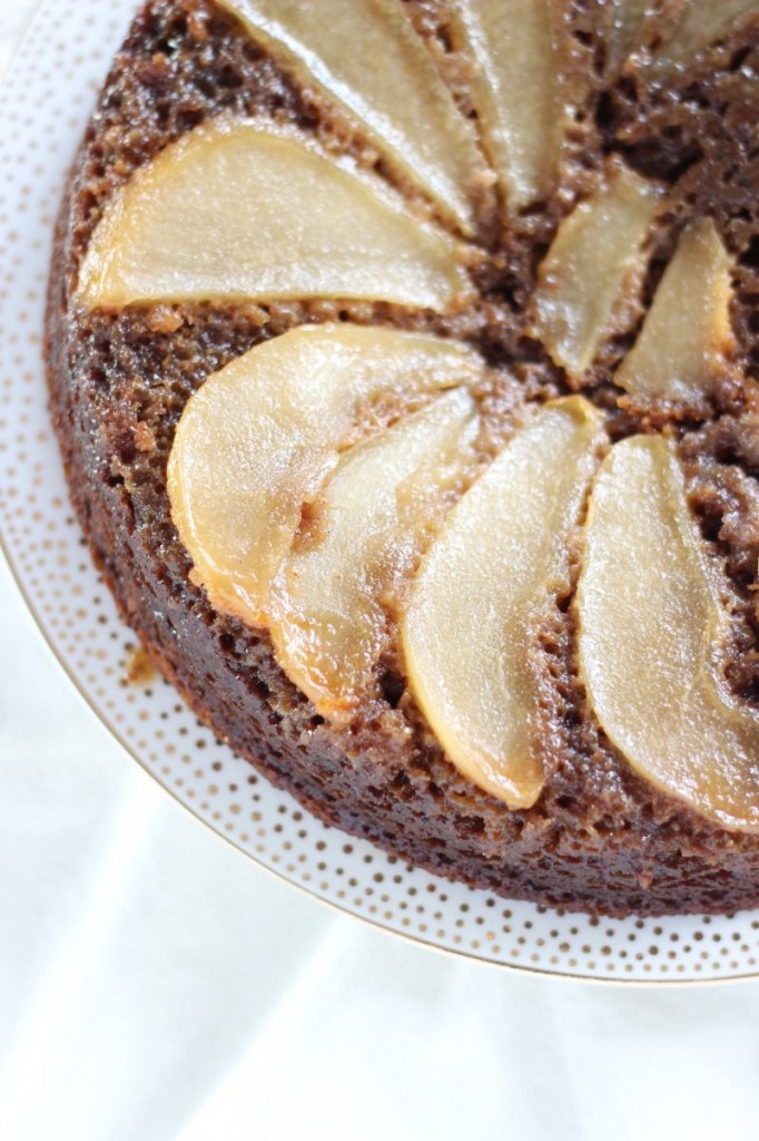 upside down pear gingerbread cake 3