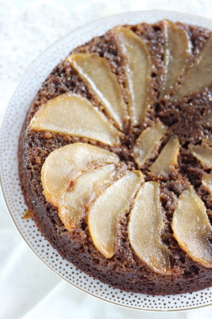 upside down pear gingerbread cake 4