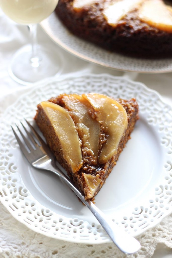 upside down pear gingerbread cake 6